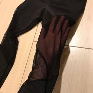 Black Mesh-Knee Leggings